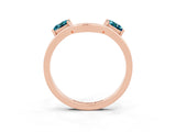 Rose gold Princess Cut Blue Topaz Two-Stone Open Band Ring with Four-Prong Setting_9