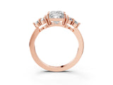 Rose gold Princess Cut Brilliant Diamond Cluster Accent Solitaire Ring with Prong Setting_18