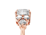 Rose gold Princess Cut Brilliant Diamond Cluster Accent Solitaire Ring with Prong Setting_20