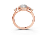 Rose gold Princess Cut Brilliant Diamond Cluster Accent Solitaire Ring with Prong Setting_6