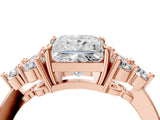Rose gold Princess Cut Brilliant Diamond Cluster Accent Solitaire Ring with Prong Setting_7