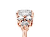 Rose gold Princess Cut Brilliant Diamond Cluster Accent Solitaire Ring with Prong Setting_8