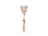 Rose gold Princess Cut Brilliant Diamond Solitaire Ring with Pear Side Stones and Four-Prong Setting_5