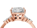 Rose gold Princess Cut Brilliant Diamond Solitaire Ring with Pear Side Stones and Four-Prong Setting_7