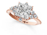 Rose gold Princess Cut Brilliant Diamond with Cluster Setting on a Beaded Band and Four-Prong Setting_40