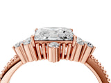 Rose gold Princess Cut Brilliant Diamond with Cluster Setting on a Beaded Band and Four-Prong Setting_7