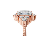 Rose gold Princess Cut Brilliant Diamond with Cluster Setting on a Beaded Band and Four-Prong Setting_8