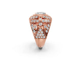 Rose gold Princess Cut Brilliant Halo Pave Diamond Milgrain Ring_11