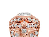 Rose gold Princess Cut Brilliant Halo Pave Diamond Milgrain Ring_14