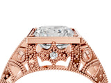 Rose gold Princess Cut Brilliant Milgrain Filigree Diamond Ring with Square Prong Setting_17