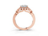 Rose gold Princess Cut Brilliant Milgrain Pave Heart Band Solitaire Ring_6
