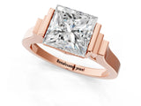 Rose gold Princess Cut Brilliant Solitaire Diamond Ring with Channel Set Band and Bar Prong Setting_9