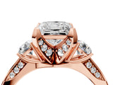 Rose gold Princess Cut Brilliant Three-Stone Diamond Ring with Pavé Band and Four-Prong Setting_7