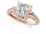 Rose gold Princess Cut Cathedral Pave Diamond Engagement Ring with Six-Prong Setting_34