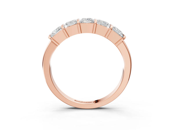 Rose gold Princess Cut Channel Set Diamond Band with Bar Prong Setting