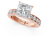 Rose gold Princess Cut Channel Set Diamond Engagement Ring with Four-Prong Setting_243