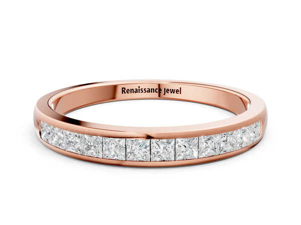 Rose gold Princess Cut Channel Set Diamond Eternity Band