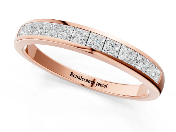 Rose gold Princess Cut Channel Set Diamond Eternity Band