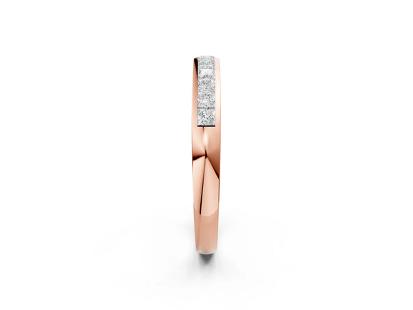 Rose gold Princess Cut Channel Set Diamond Eternity Band