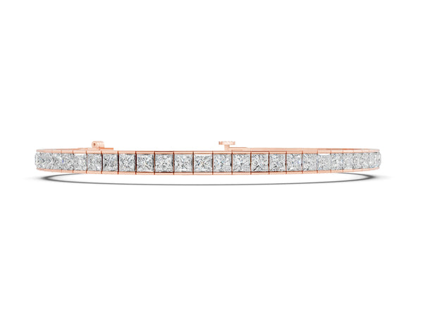 Rose gold Princess Cut Channel Set Diamond Tennis Bracelet