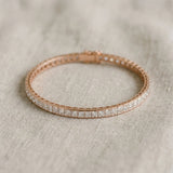 Rose gold Princess Cut Channel Set Diamond Tennis Bracelet_9