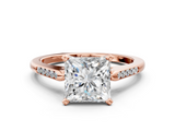 Rose gold Princess Cut Channel Set Solitaire Engagement Ring with Four-Prong Setting_223