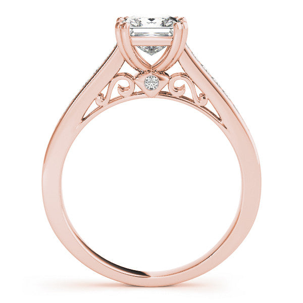 Rose gold Princess Cut Channel Set Solitaire Engagement Ring with Prong Setting 1