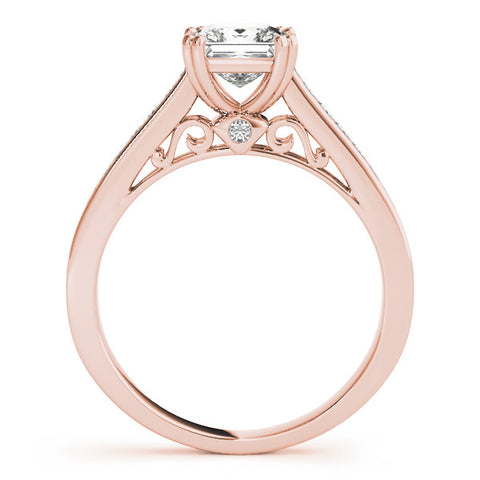 Rose gold Princess Cut Channel Set Solitaire Engagement Ring with Prong Setting 1