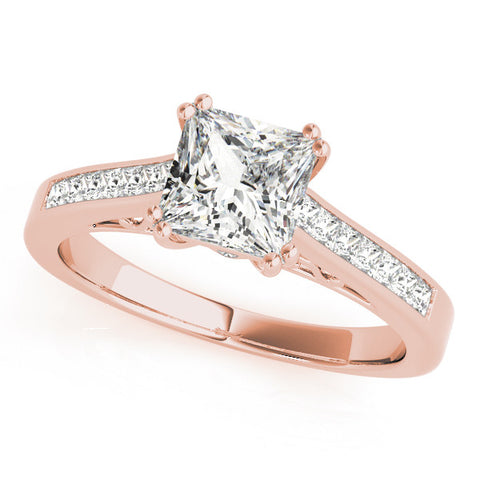 Rose gold Princess Cut Channel Set Solitaire Engagement Ring with Prong Setting 2