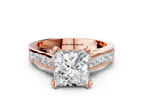 Rose gold Princess Cut Channel Set Solitaire Engagement Ring with Prong Setting_33