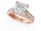 Rose gold Princess Cut Channel Set Solitaire Engagement Ring with Prong Setting_34