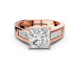 Rose gold Princess Cut Channel Set Solitaire Ring with Four-Prong Setting_6