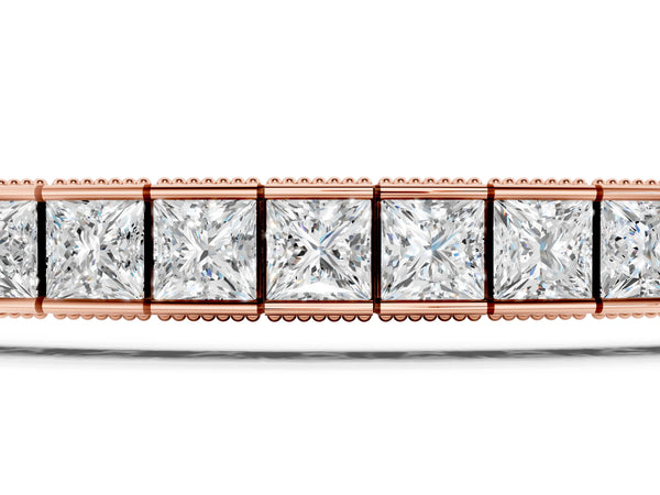 Rose gold Princess Cut Channel Set Tennis Bracelet with Box Clasp
