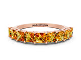 Rose gold Princess Cut Citrine Channel-Set Eternity Band with Prong Setting_6