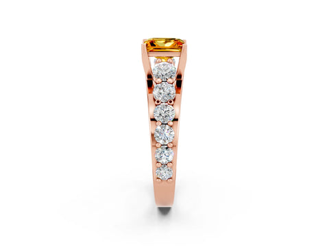 Rose gold Princess Cut Citrine Engagement Ring with Pavé Band and Four-Prong Setting_2
