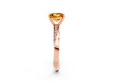 Rose gold Princess Cut Citrine Engagement Ring with Side Stone Accents and Four-Prong Setting_62