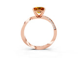 Rose gold Princess Cut Citrine Engagement Ring with Side Stone Accents and Four-Prong Setting_63
