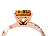 Rose gold Princess Cut Citrine Engagement Ring with Side Stone Accents and Four-Prong Setting_64