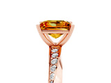 Rose gold Princess Cut Citrine Engagement Ring with Side Stone Accents and Four-Prong Setting_65