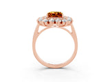Rose gold Princess Cut Citrine Floral Double Halo Engagement Ring with Prong Setting_87