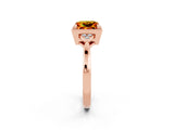 Rose gold Princess Cut Citrine Halo Ring with Tapered Band and Four-Prong Setting_2
