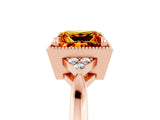 Rose gold Princess Cut Citrine Halo Ring with Tapered Band and Four-Prong Setting_5