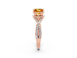 Rose gold Princess Cut Citrine  Halo Twist Band Solitaire Prong Setting Ring_38