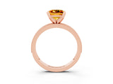 Rose gold Princess Cut Citrine Milgrain Pavé Engagement Ring with Four-Prong Setting_15