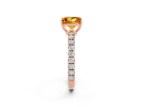 Rose gold Princess Cut Citrine Pavé Solitaire Engagement Ring with Four-Prong Setting_14
