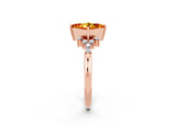 Rose gold Princess Cut Citrine Ring with Side Stones and Four-Prong Setting_38