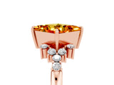 Rose gold Princess Cut Citrine Ring with Side Stones and Four-Prong Setting_41