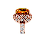 Rose gold Princess Cut Citrine Scalloped Halo Engagement Ring with Round Shared Prong Band_17