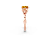 Rose gold Princess Cut Citrine Solitaire Celtic Knot Ring with Four-Prong Setting_14