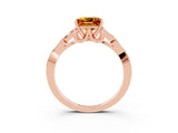 Rose gold Princess Cut Citrine Solitaire Celtic Knot Ring with Four-Prong Setting_15